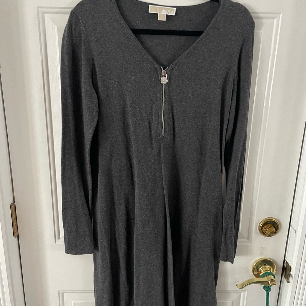 Michael Kors Dark Gray Long Sleeve Dress